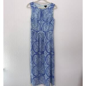 Talbots Womens Sleeveless Maxi Dress Size 8 Chiffon Flowy Floral Paisley Blue